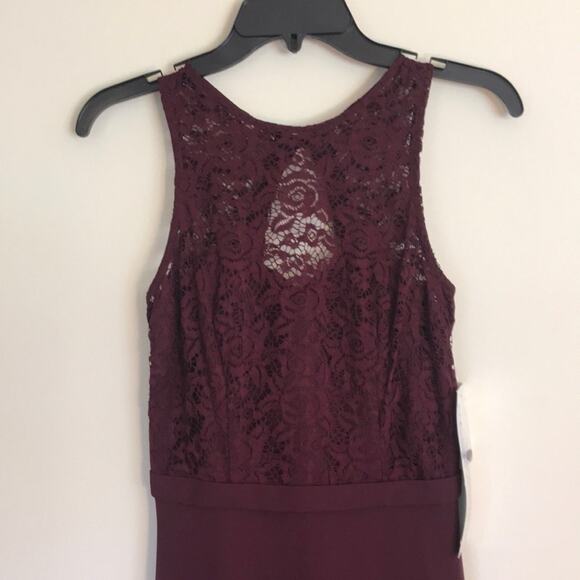 Bill Levkoff Bridesmaid Gown Dress #7027 Lace Chiffon Wine Size 2 New with tags - Picture 2 of 10